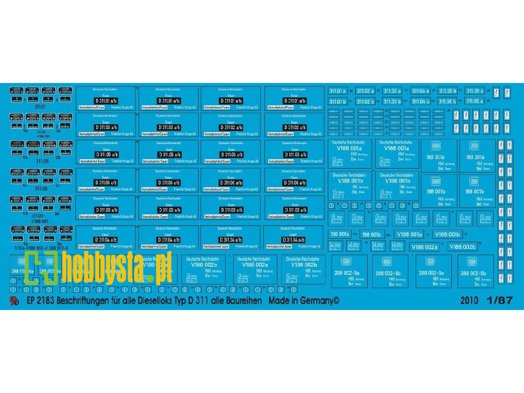 Markings For All Dieselloks Of Type D 311, Dora Gun - zdjęcie 1