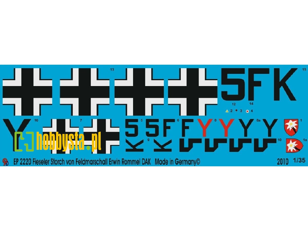 Fieseler Storch Markings For Feldmarschall Rommel's Plane, Tristar Model - zdjęcie 1