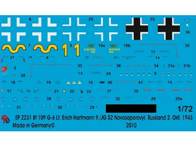 Bf 109 G-6 Lt. Erich Hartmann 9./Jg 52 Novosaporovyi, Russia Oct 1943 - zdjęcie 1