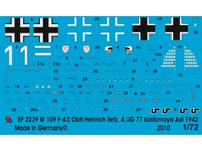 Bf 109 F-4/Z Obt. Heinrich Setz 4./Jg 77 Kastornoya July 1942 - zdjęcie 1
