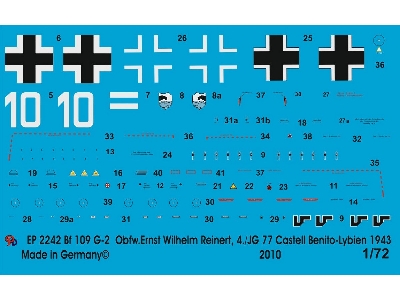 Bf 109 G-2 Obfw. Ernst Wilhelm Reinert, 4./Jg 77 Castell Benito-libya 1943 - zdjęcie 1