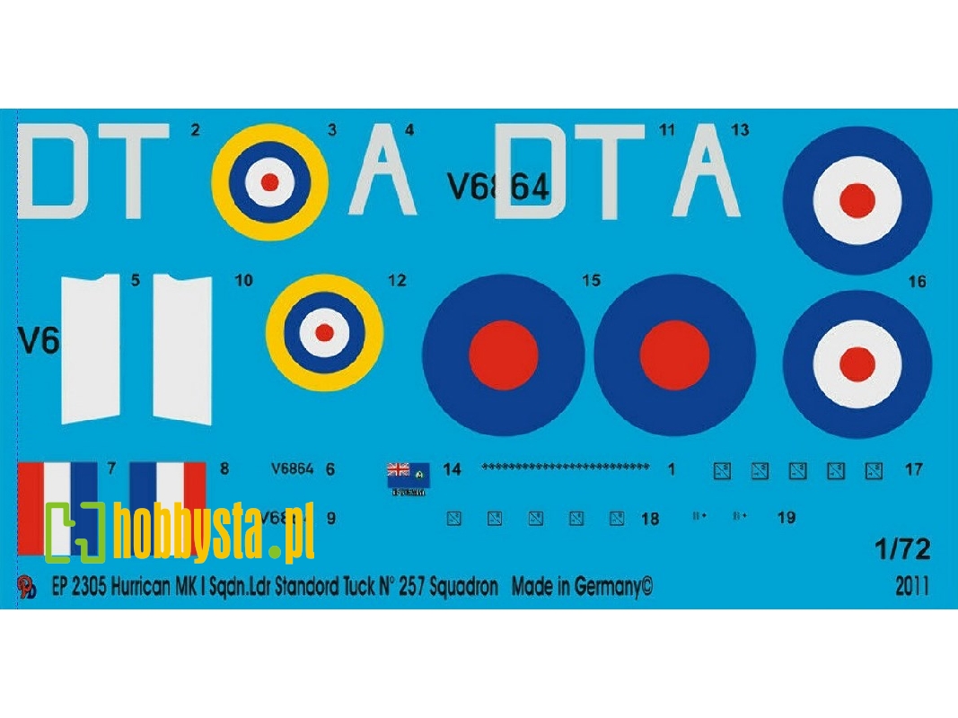 Hurricane Mk I V6864 Sqn Ldr. Standard Tuck  N°257 Squadron Fall 1940 - zdjęcie 1