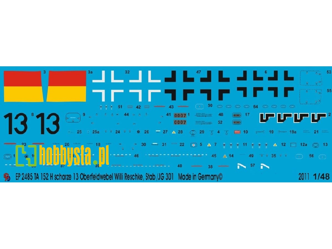 Ta 152 H Schwarze 13 Oberfeldwebel Willi Reschke 9 Jg 301 - zdjęcie 1