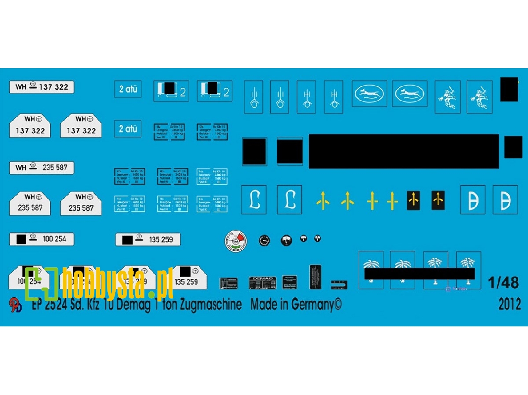 Sd. Kfz 10 Demag 1 Ton Half-track Decals For The Blue Cat Model - zdjęcie 1
