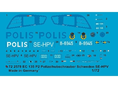 Ec 135 P2 Police Helicopter Sweden Se-hpv - zdjęcie 1