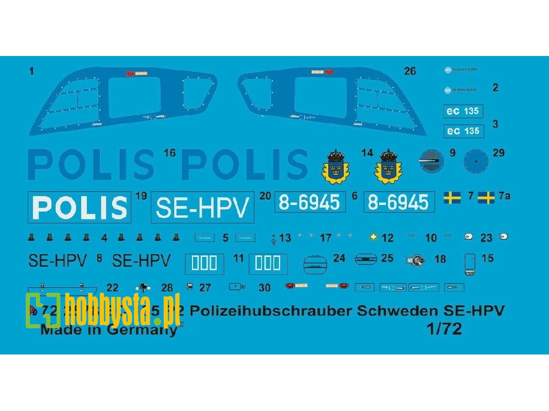 Ec 135 P2 Police Helicopter Sweden Se-hpv - zdjęcie 1