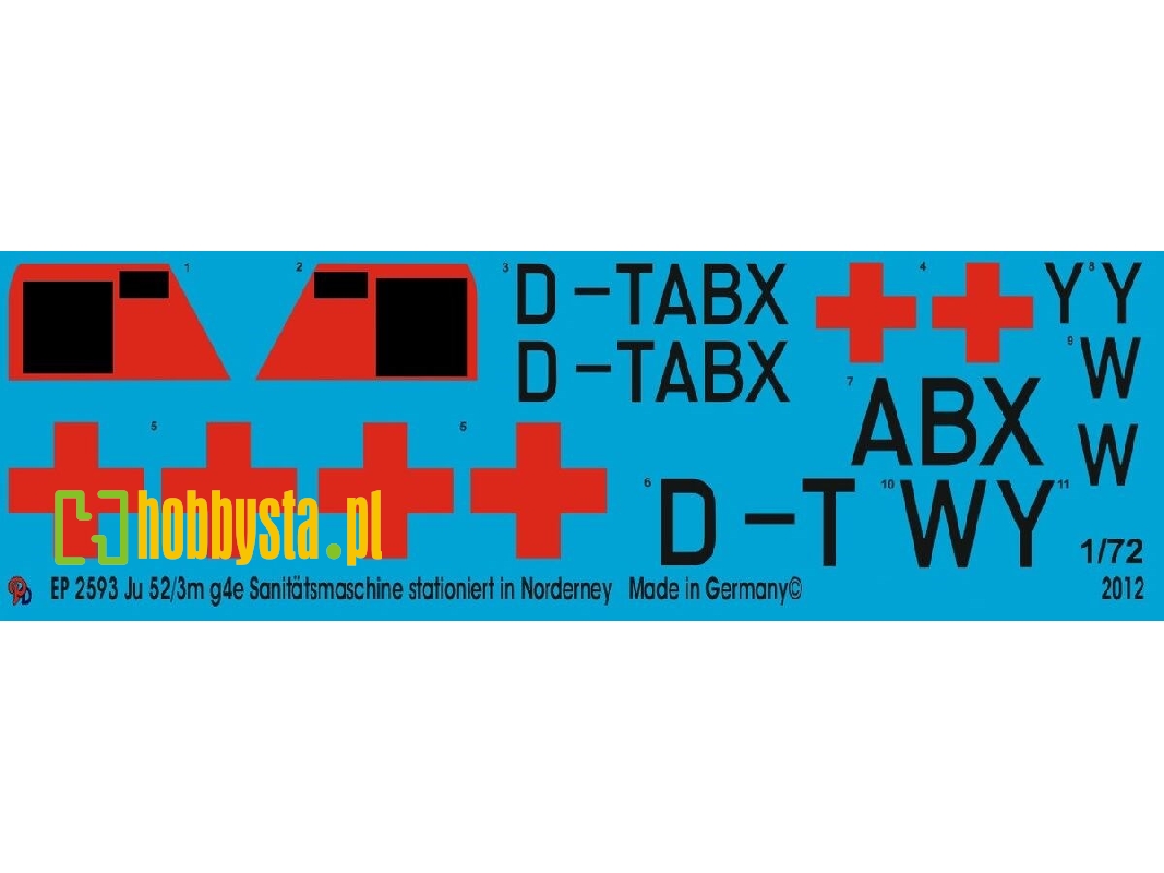 Ju-52/3m G4e Ambulance Plane Based On Norderney For 3 Planes D-tabx-y-w - zdjęcie 1