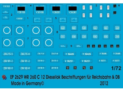 Wr 360 C 12 Diesel Engine Markings For Reichsbahn And Db - zdjęcie 1