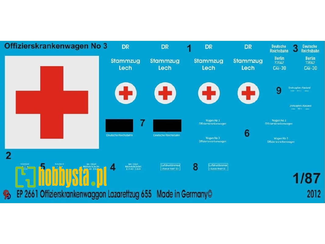 Officer Transport Wagon Ambulance Train 655, White Label - zdjęcie 1