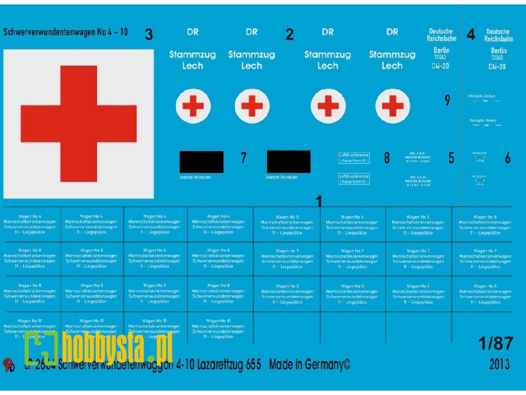 Heavy Wounded Transport Wagon Ambulance Train 655, White Label - zdjęcie 1