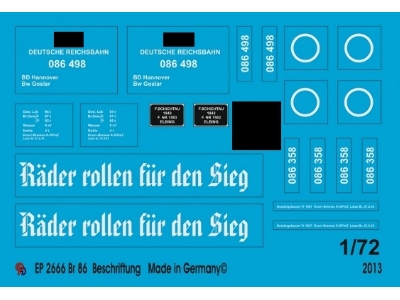 Markings For The Reichsbahn Br 86 - zdjęcie 1