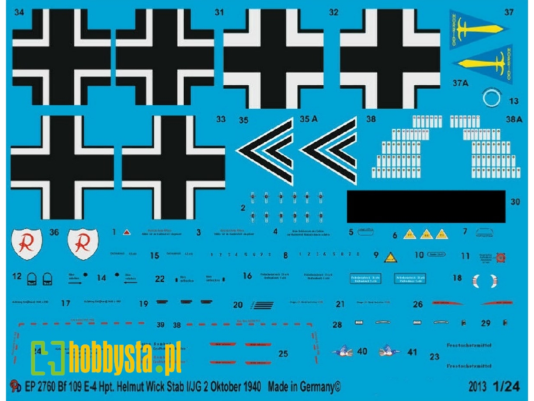 Bf 109 E-4 Hpt Helmut Wick 1/Jg 2 October 1940 - zdjęcie 1