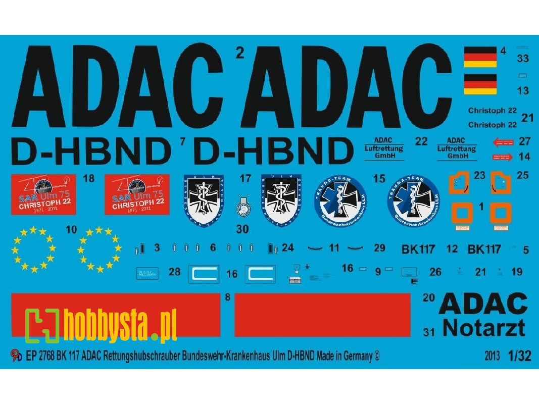 Bk 117 Adac Rescue Helicopter D-hbnd German Army Hospital Ulm - zdjęcie 1