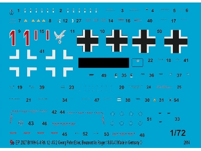 Markings For Bf 109 G-4/R6 Of Hans Peter Eder - zdjęcie 1