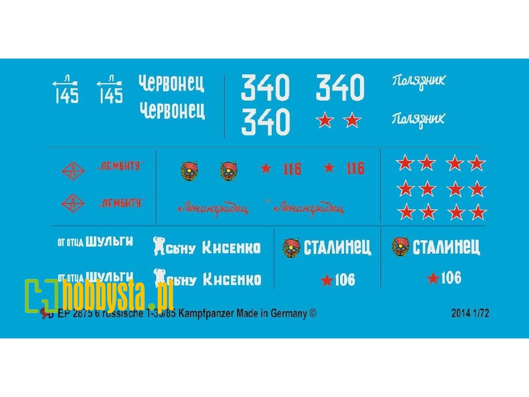 6 Russian T 34/85 Tank Markings - zdjęcie 1