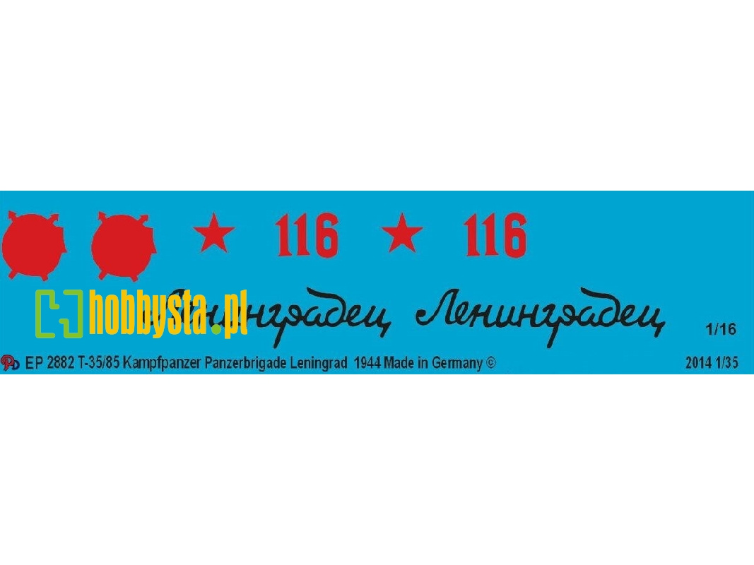 T 34/85 Markings For Russian Tank Of The Tank Brigade Leningrad - zdjęcie 1