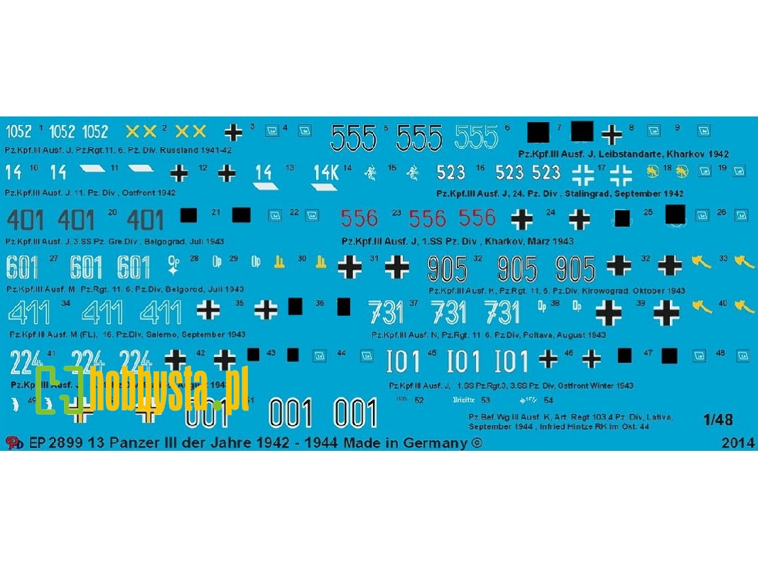 Markings For 13 Late Panzer Iii Of 1942-1944 - zdjęcie 1