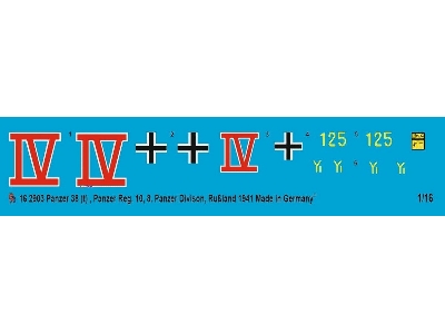Markings For Panzer 38 (T), 10. Tank Regt., 8. Tank Div., Russia 1941 - zdjęcie 1