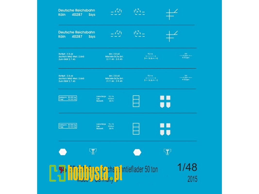 Markings For Verlinden 50 Ton Reichsbahn Flat - zdjęcie 1