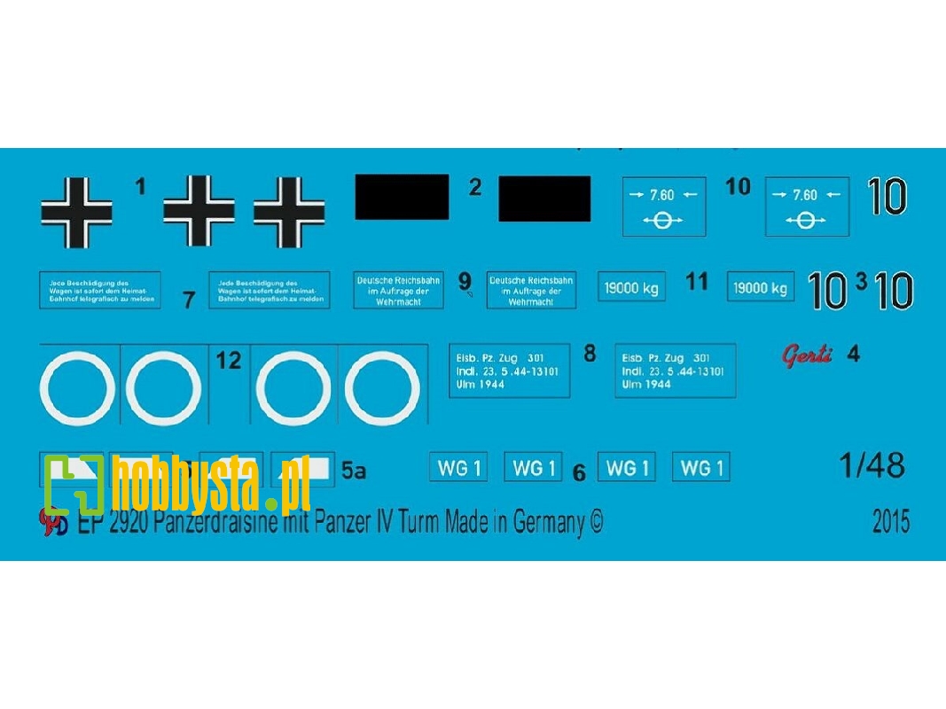 Markings For Verlinden Tank Trolley With Panzer Iv Turret - zdjęcie 1