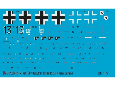 Markings For Bf 109 F-4, Stab Iii./Jg77 Kurt Ubben, Russia, 05.09.1941 - zdjęcie 1