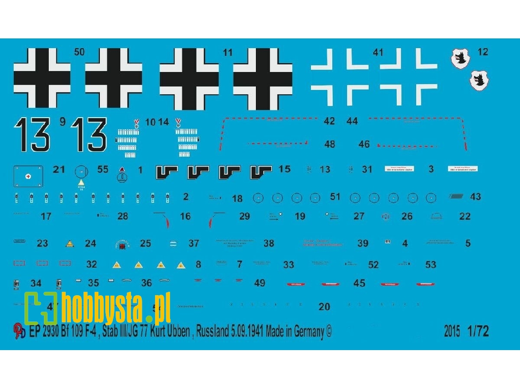 Markings For Bf 109 F-4, Stab Iii./Jg77 Kurt Ubben, Russia, 05.09.1941 - zdjęcie 1