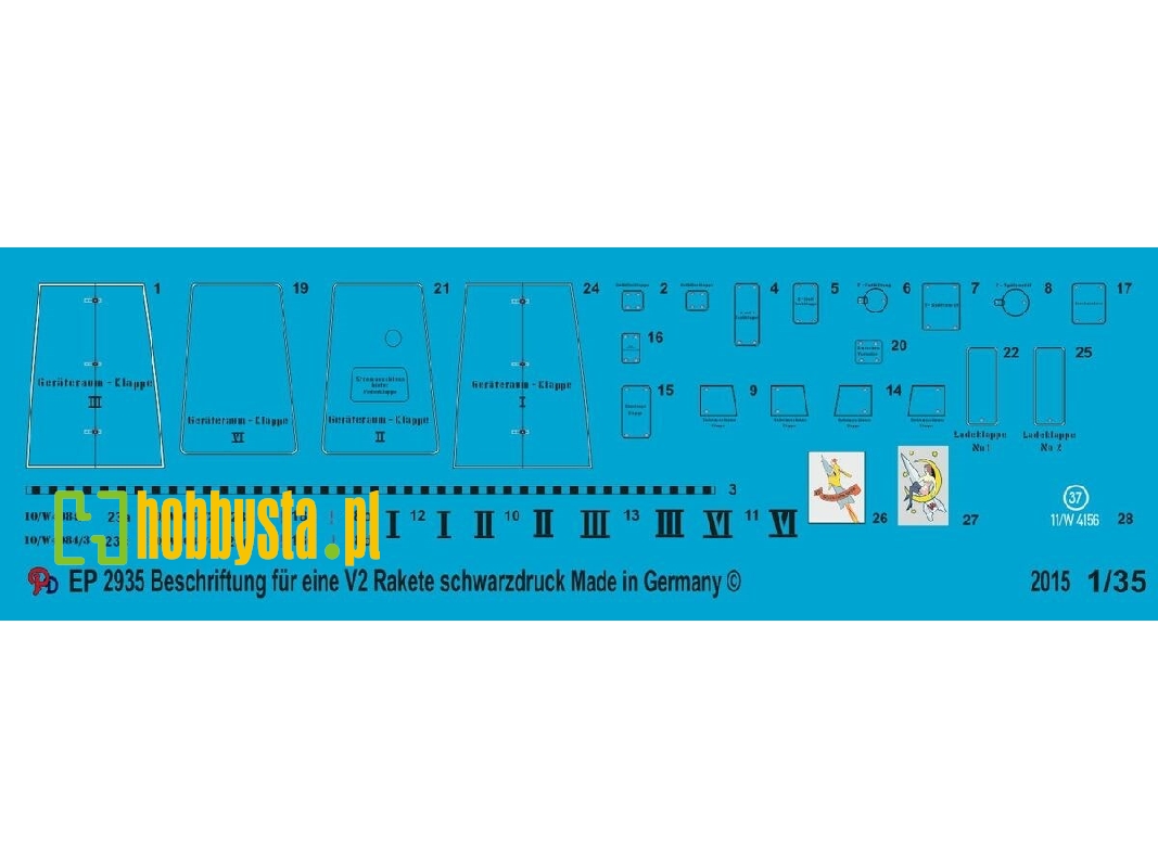 Markings For German V2/A4 Rocket Black Print - zdjęcie 1