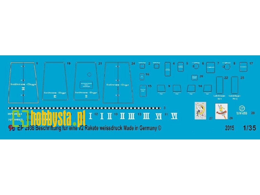 Markings For German V2/A4 Rocket White Print - zdjęcie 1