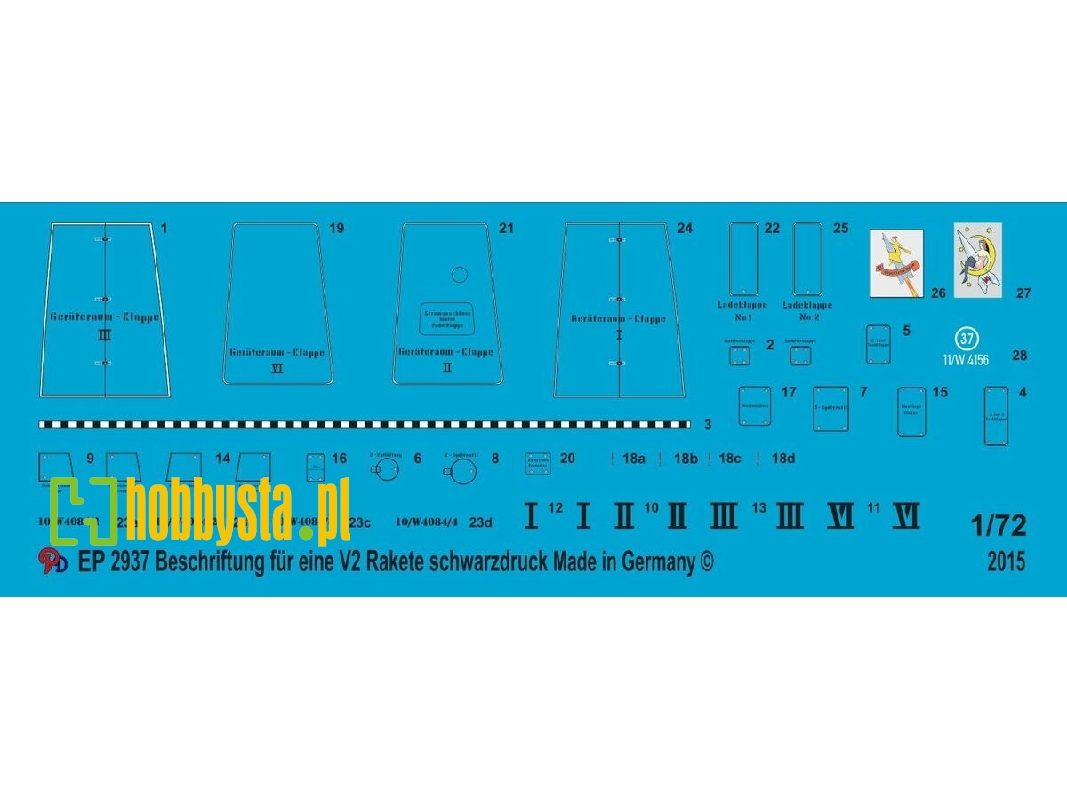 Markings For German V2/A4 Rocket Black Print - zdjęcie 1
