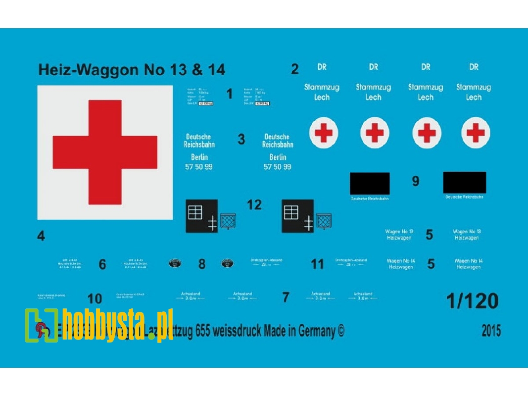 Markings For Heating Wagon For The German Ambulance Train 655 - zdjęcie 1