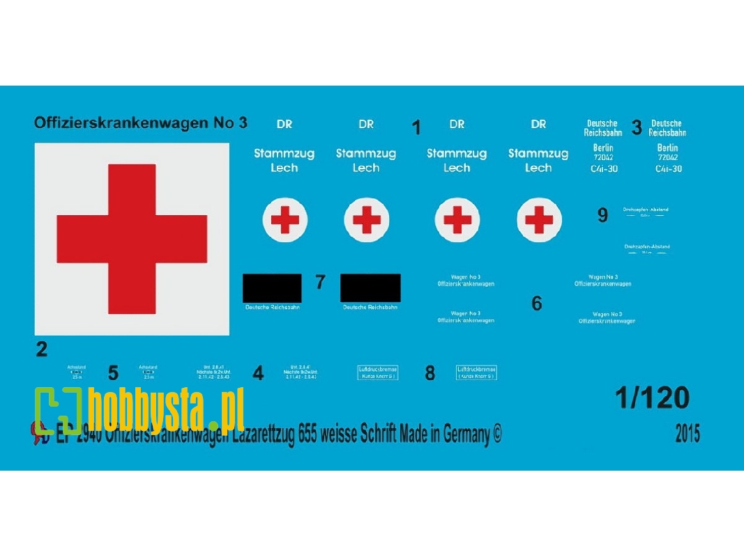 Markings For Officer Ambulance Wagon Of The German Train 655 - zdjęcie 1