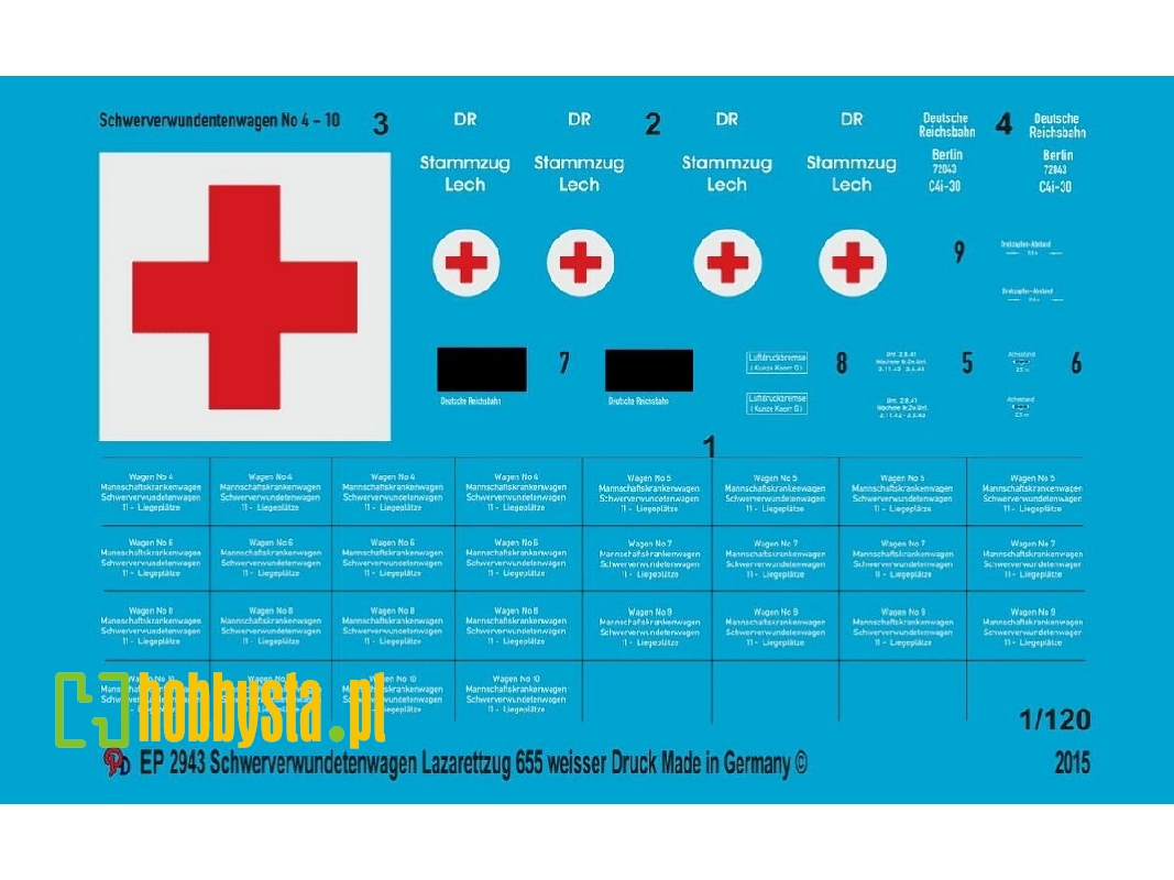 Markings For Heavy Wounded Wagon Of The German Ambulance Train 655 - zdjęcie 1
