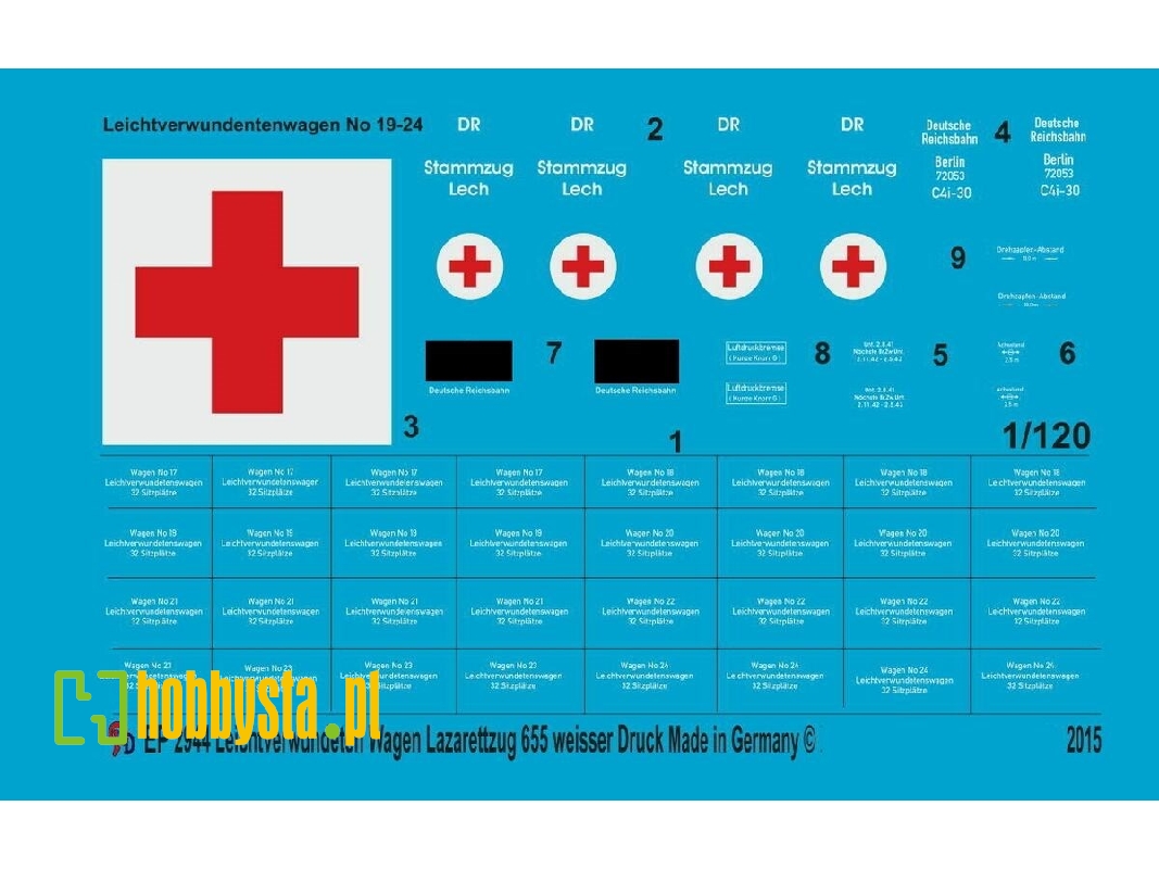 Markings For Light Wounded Wagon Of The German Ambulance Train 655 - zdjęcie 1