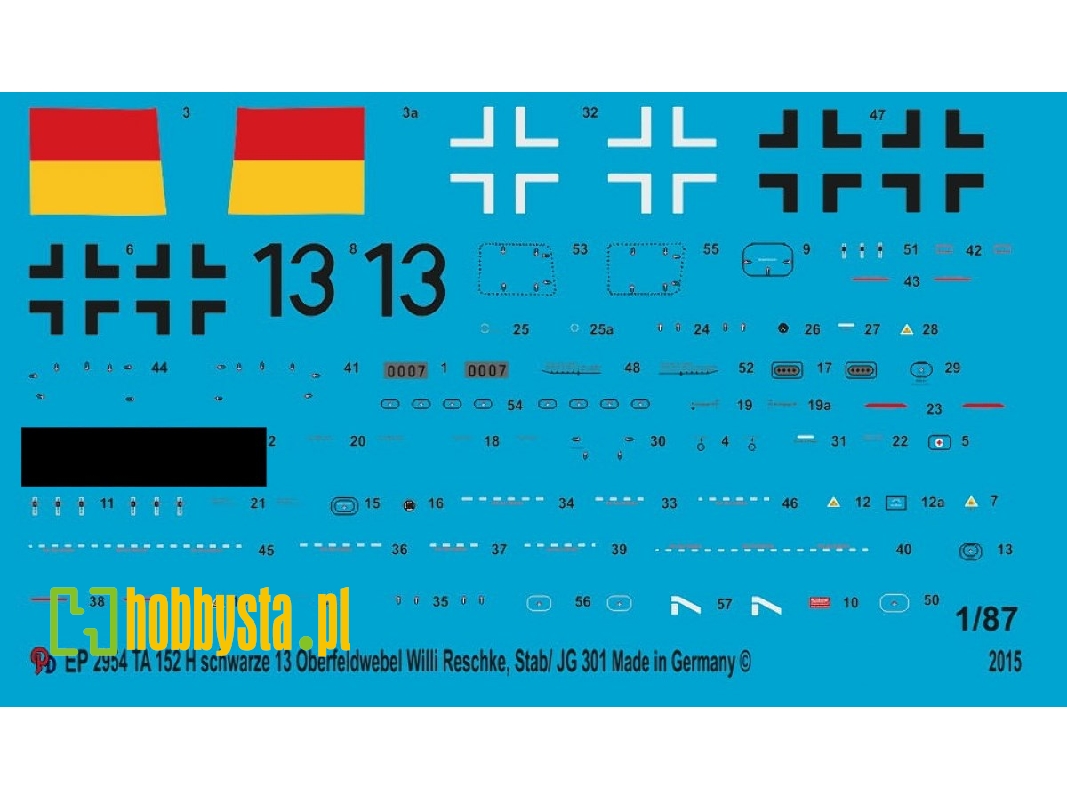 Ta 152 H Black 13 Oberfeldwebel Willi Reschke 9 Jg 301 - zdjęcie 1