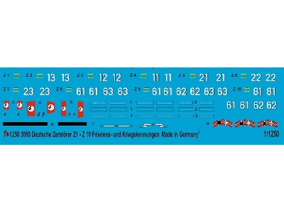 German Destroyers Z1-z10 Pre War And War Time Markings - zdjęcie 1