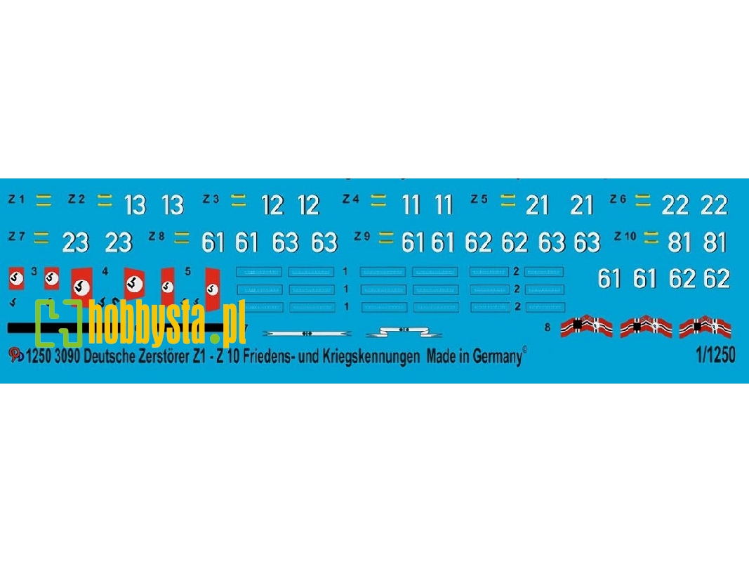 German Destroyers Z1-z10 Pre War And War Time Markings - zdjęcie 1