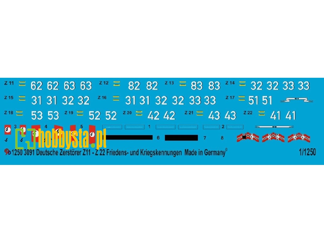 German Destroyers Z11-z22 Pre War And War Time Markings - zdjęcie 1