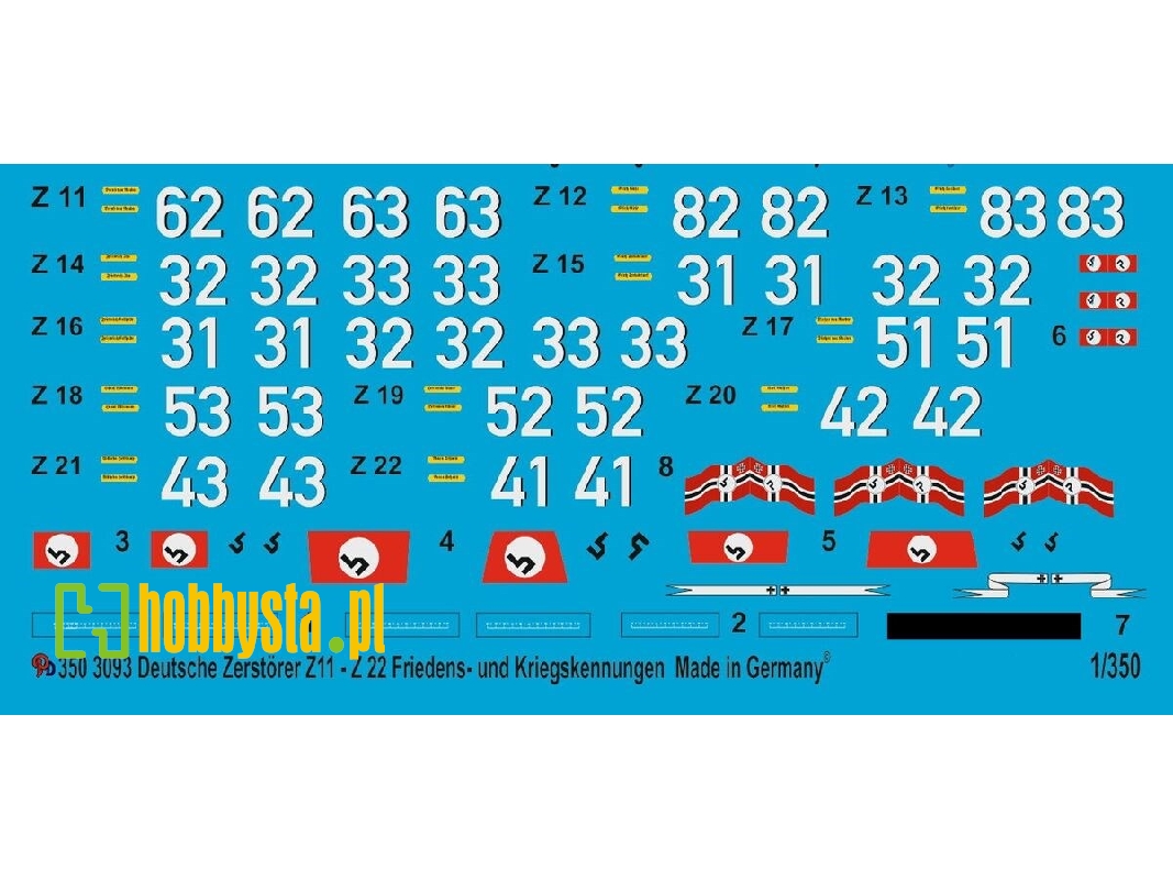 German Destroyers Z11-z22 Pre War And War Time Markings - zdjęcie 1