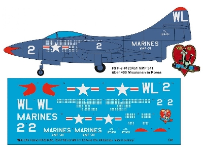 Panther F9f-2b Bu No. 123451 Wl 2 Of The Vmf-311, K-3 Korea 1953, 400 Missions - zdjęcie 1