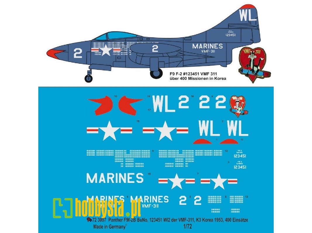 Panther F9f-2b Bu No. 123451 Wl 2 Of The Vmf-311, K-3 Korea 1953, 400 Missions - zdjęcie 1