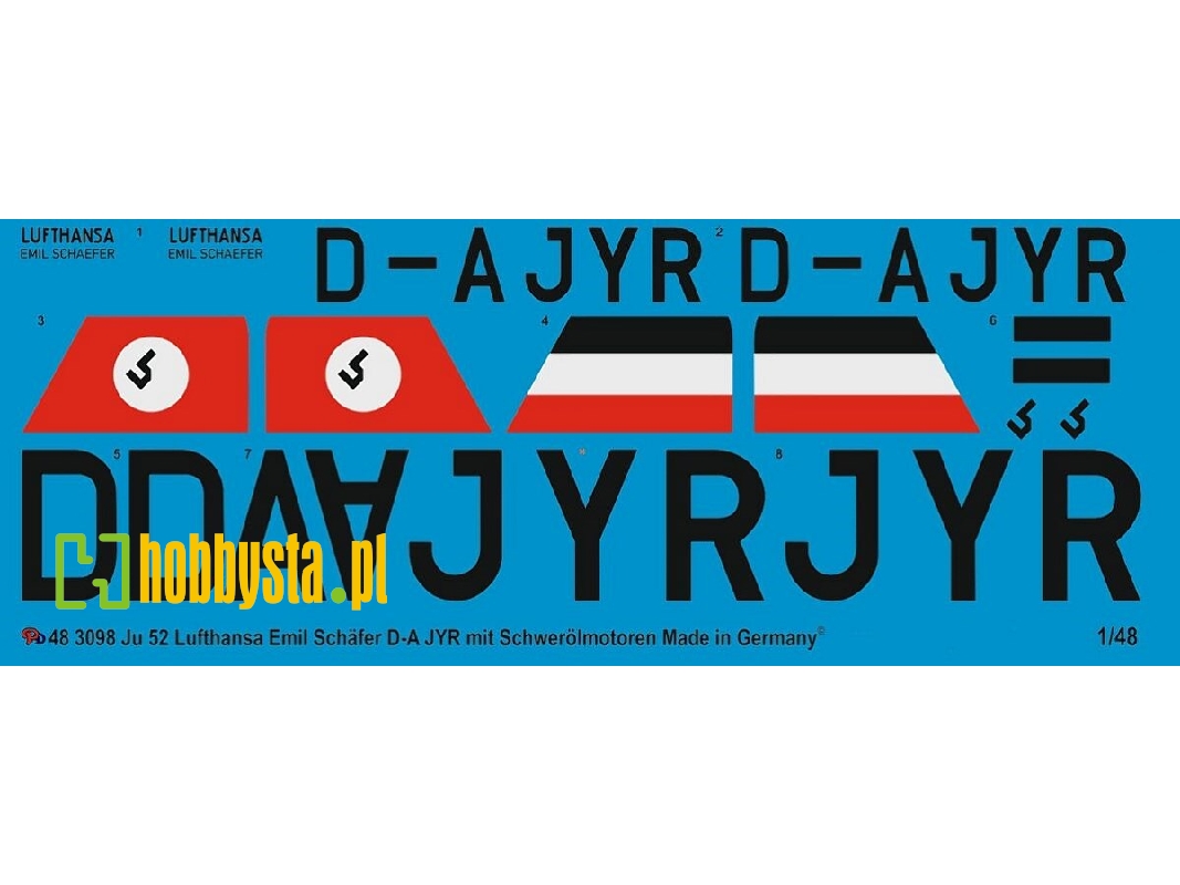 Ju 52/3m Lufthansa Emil Schäfer D-a Jyr With Diesel Engines - zdjęcie 1