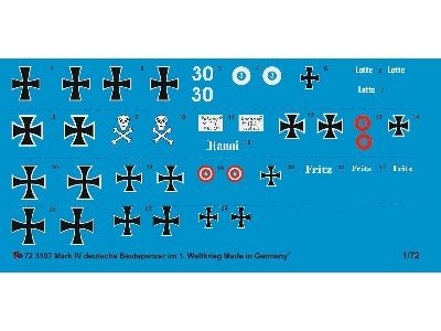 German Markings For British Mark Iv Female Tanks I World War - zdjęcie 1