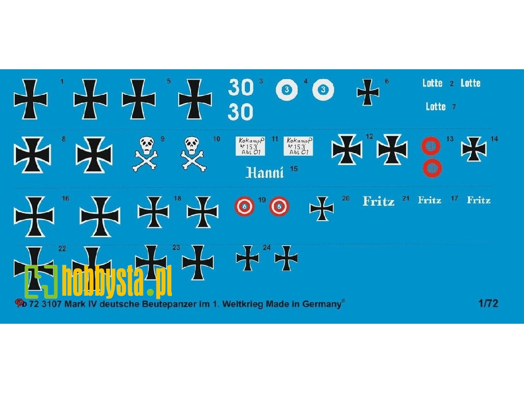 German Markings For British Mark Iv Female Tanks I World War - zdjęcie 1