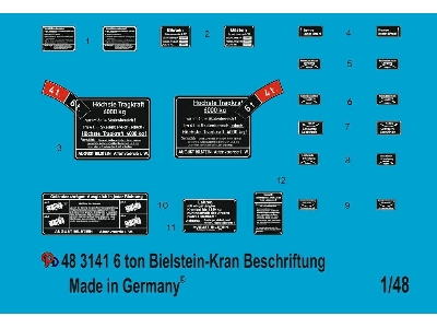 Labeling For 6 Ton Bilstein Kran Type G 07.04 - zdjęcie 1