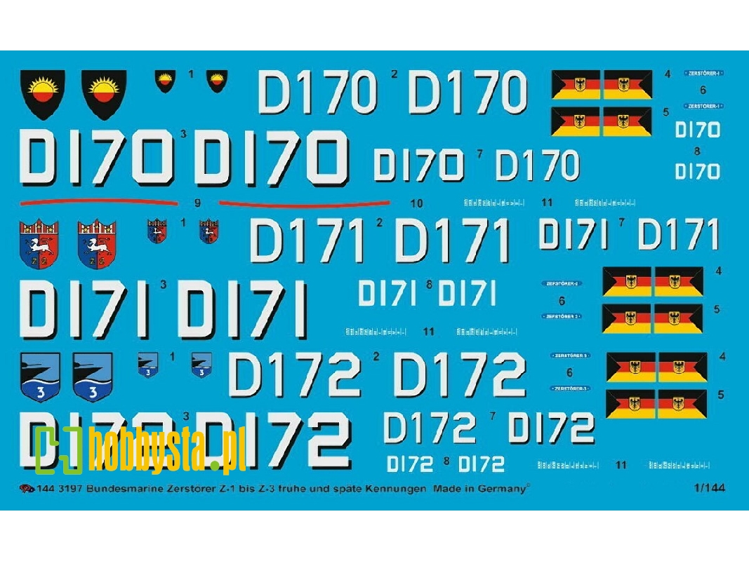 German Modern Navy Destroyer Z1-z3 Early And Late Markings For Revell Model - zdjęcie 1