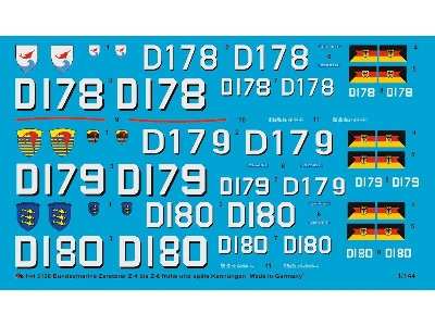 German Modern Destroyer Z4-z6 Early And Late Markings For Revell Model - zdjęcie 1