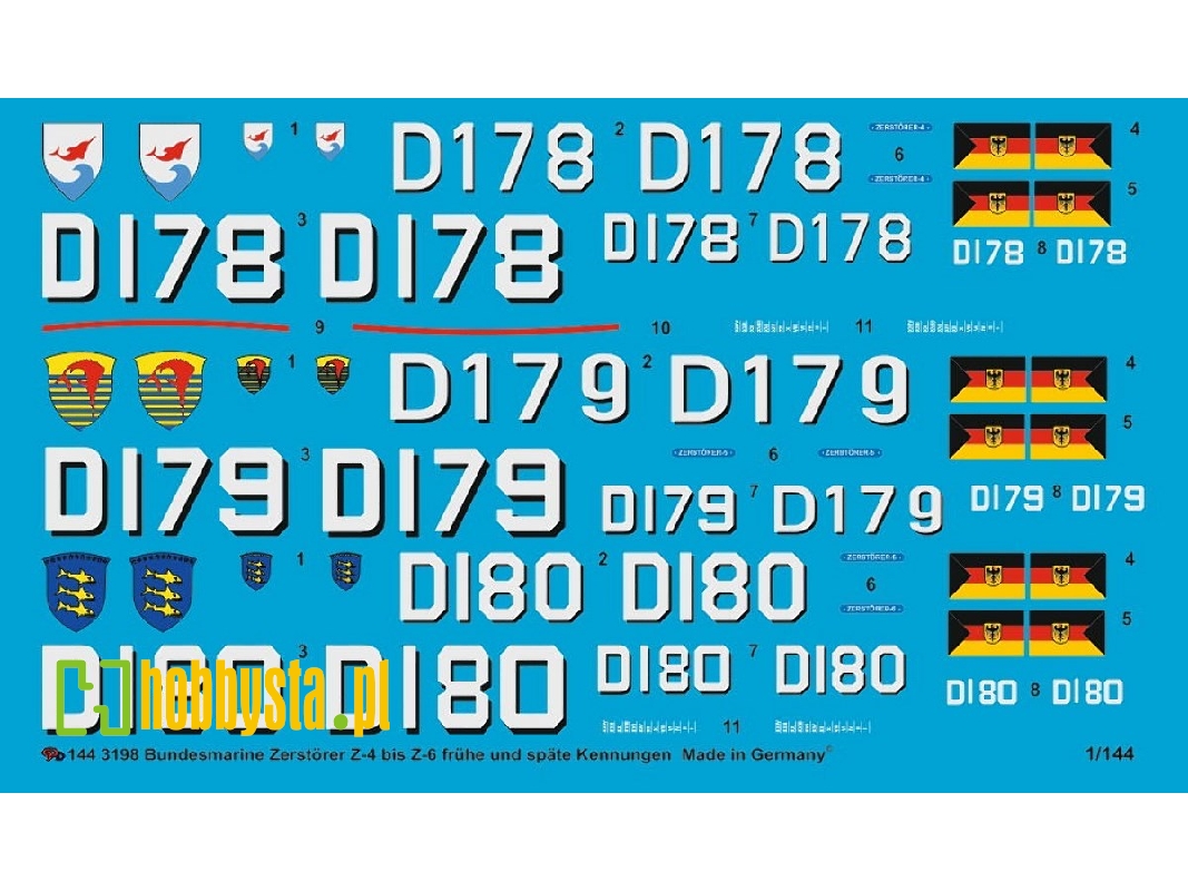 German Modern Destroyer Z4-z6 Early And Late Markings For Revell Model - zdjęcie 1