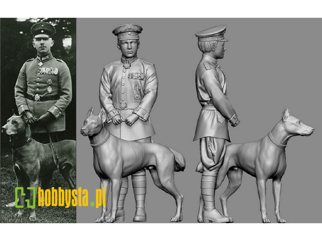 German Wwi Aces - Max Immelmann With Dog (3d-printed) - zdjęcie 1