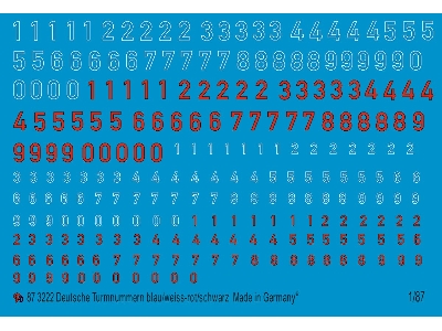 German Turret Numbers Blue/White - Red/Black - zdjęcie 1