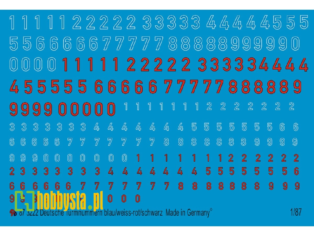 German Turret Numbers Blue/White - Red/Black - zdjęcie 1